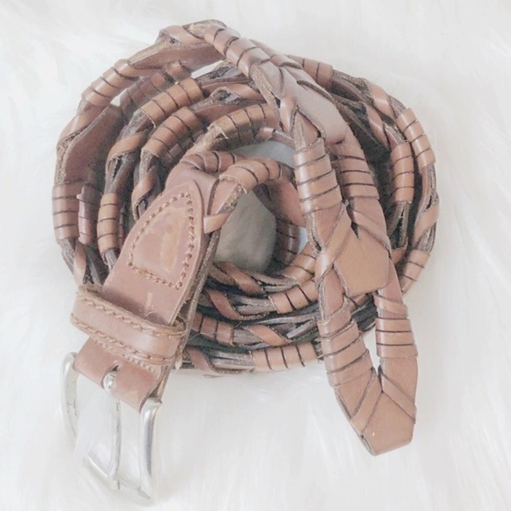 Leather Vintage Brown Braided Rope Belt Women's Size‎ 42